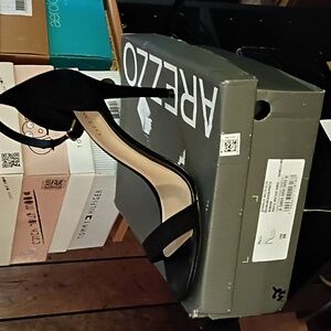 Arezzo black strapy heels